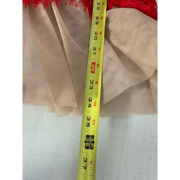 Betsy‎ & Adam Red Lace with Nude Contrast Dress - Picture 7 of 7